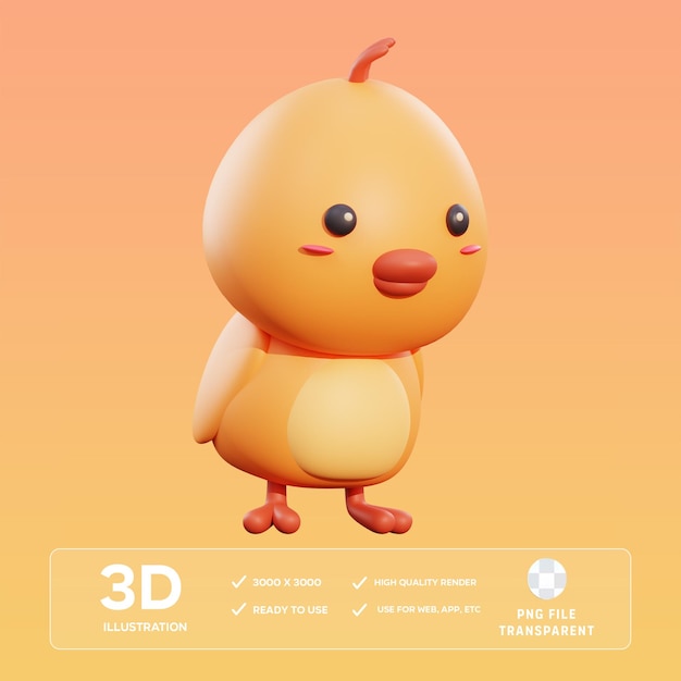 Illustrazione 3D del personaggio del pollo PSD