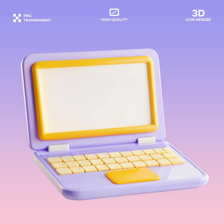 PSD illustrazione 3d del portatile psd