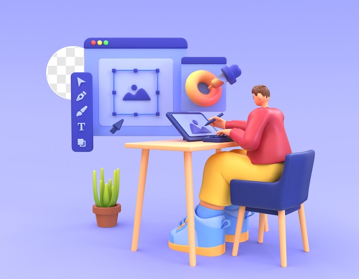 PSD illustrazione 3d del processo creativo