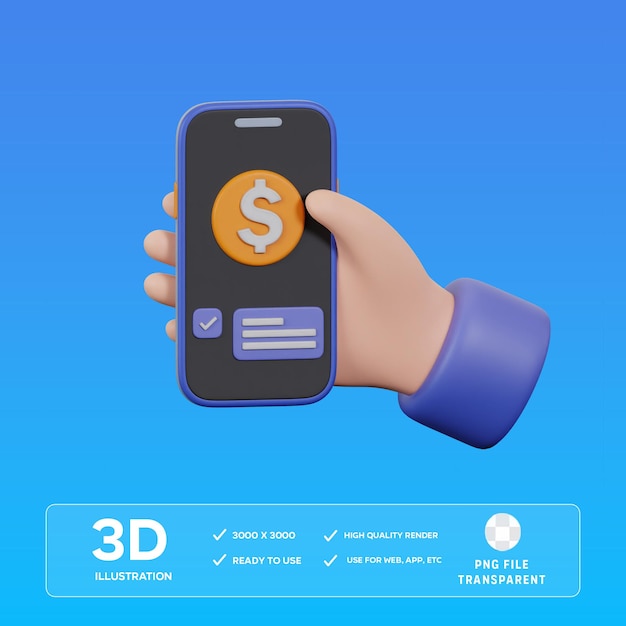 Illustrazione 3D del processo di pagamento