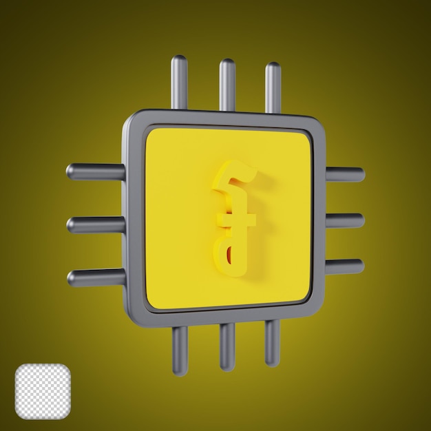 Illustrazione 3d del processore Riel