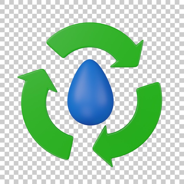 Illustrazione 3D del riciclaggio dell'acqua