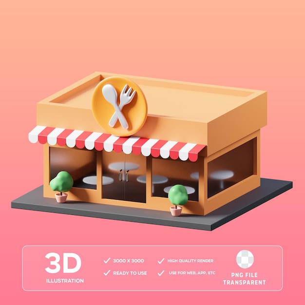 Illustrazione 3D del ristorante PSD