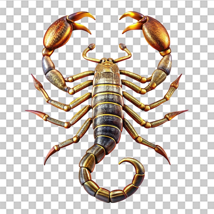 PSD illustrazione 3d del segno zodiacale dello scorpione isolata su uno sfondo trasparente
