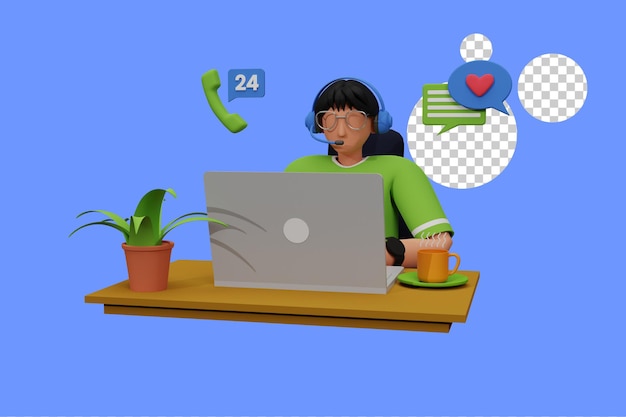 Illustrazione 3d del servizio clienti
