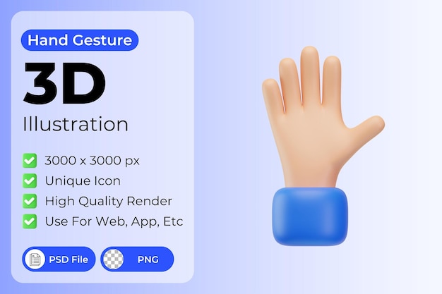 Illustrazione 3D del simbolo della mano alzata