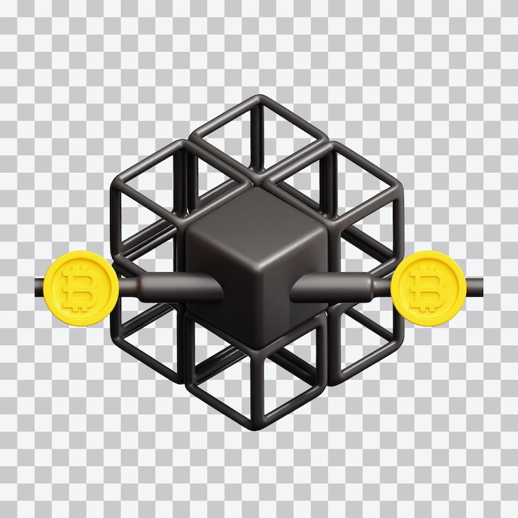 PSD illustrazione 3d del sistema blockchain