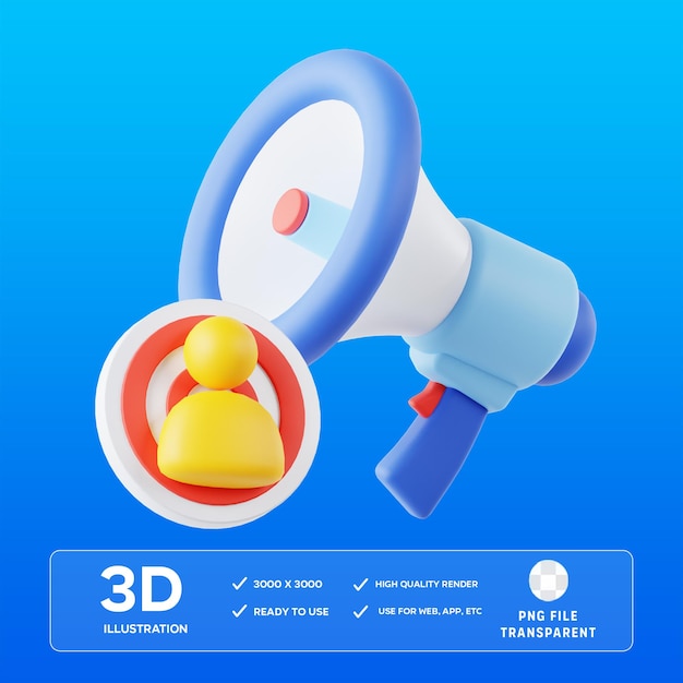 Illustrazione 3D del target marketing PSD