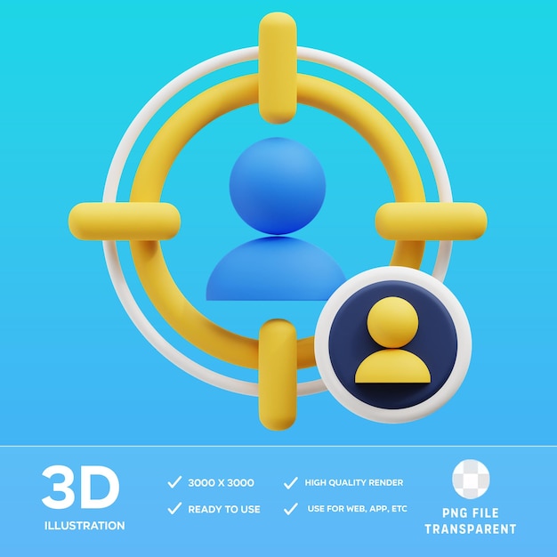 Illustrazione 3D del targeting del cliente PSD