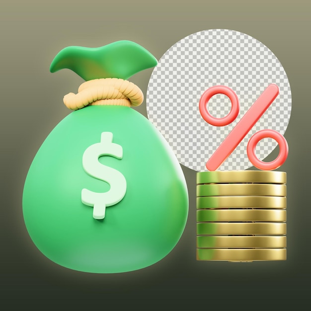 illustrazione 3d del tasso di interesse