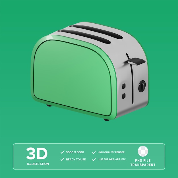 Illustrazione 3D del tostapane PSD