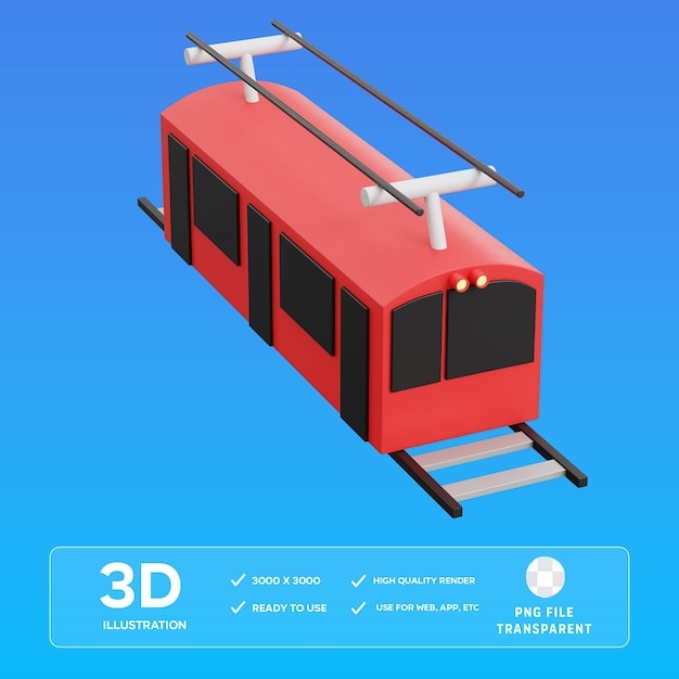 Illustrazione 3D del vagone ferroviario elettrico