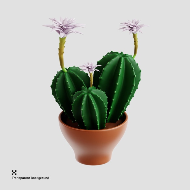Illustrazione 3D del vaso di cactus