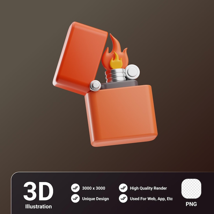 PSD illustrazione 3d dell'accendino del pompiere
