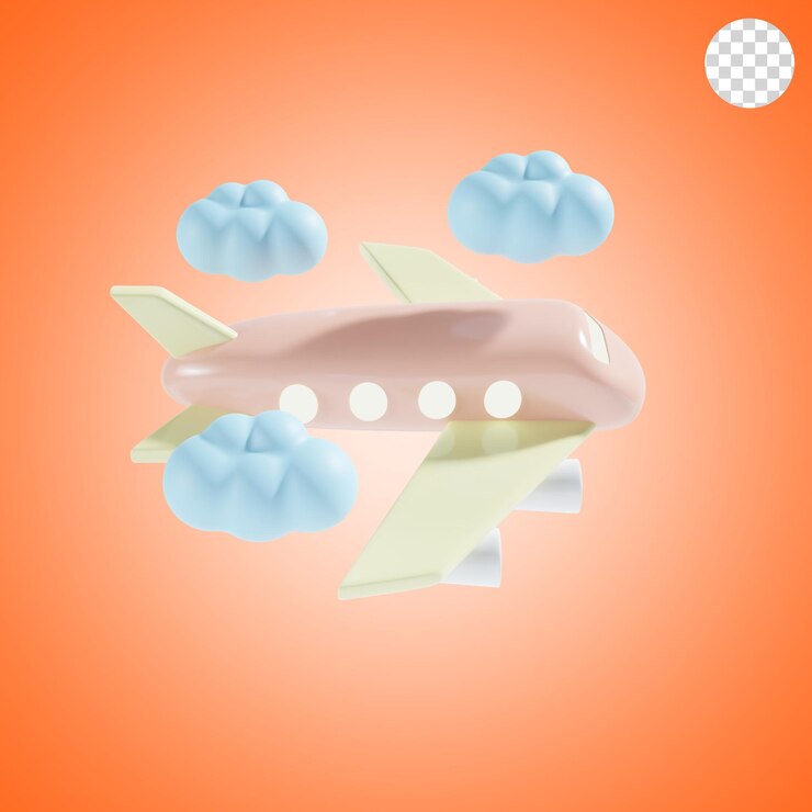 PSD illustrazione 3d dell'aereo per viaggiare