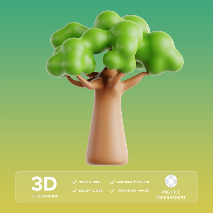 PSD illustrazione 3d dell'albero di baobab