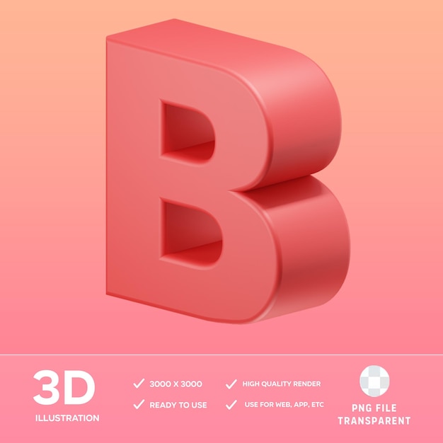 Illustrazione 3D dell'alfabeto PSD b