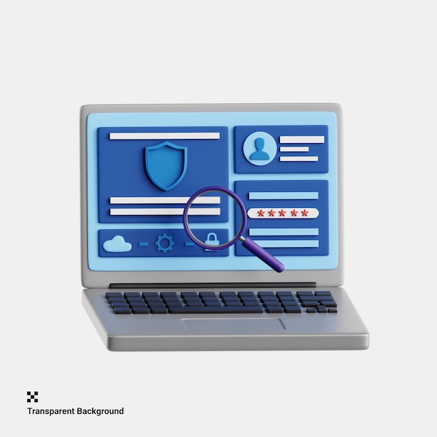 Illustrazione 3D dell'analisi completa della sicurezza