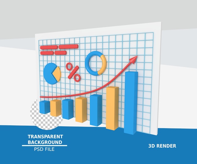 illustrazione 3d dell'analisi dei dati aziendali