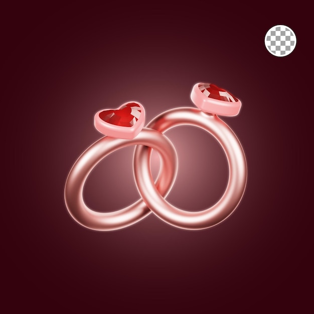 Illustrazione 3d dell'anello del cuore del biglietto di S. Valentino