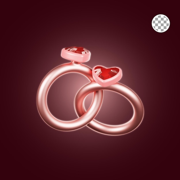 Illustrazione 3d dell'anello del cuore del biglietto di S. Valentino