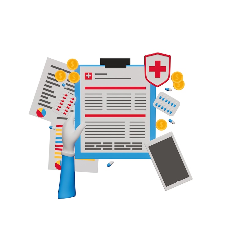 PSD illustrazione 3d dell'assicurazione medica