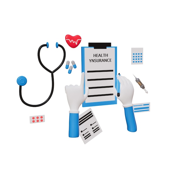 Illustrazione 3D dell'assicurazione medica