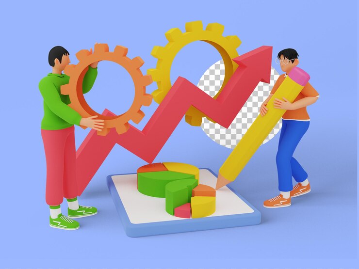 PSD illustrazione 3d dell'attività di gestione del progetto con lavoro di squadra