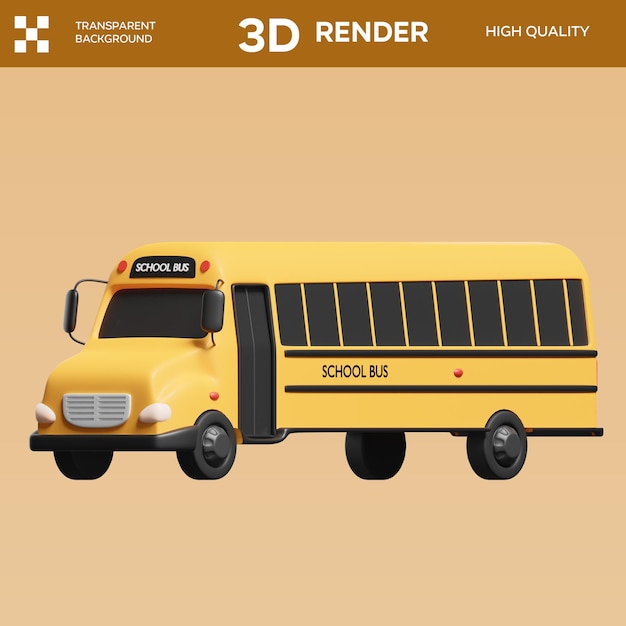 Illustrazione 3D dell'autobus scolastico PSD
