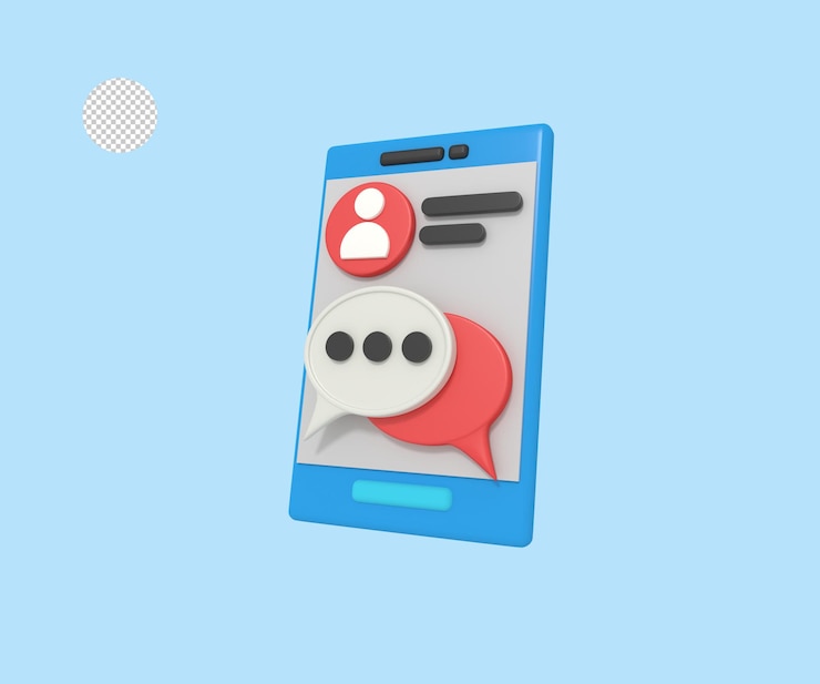 PSD illustrazione 3d dell'avatar del profilo di comunicazione sul telefono