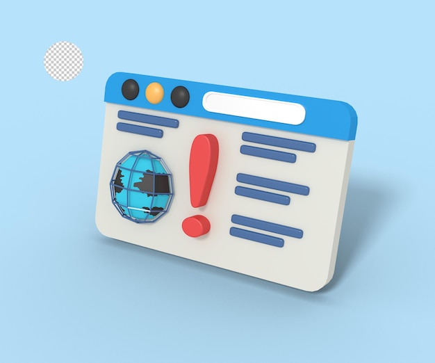 Illustrazione 3d dell'avvertimento di Internet