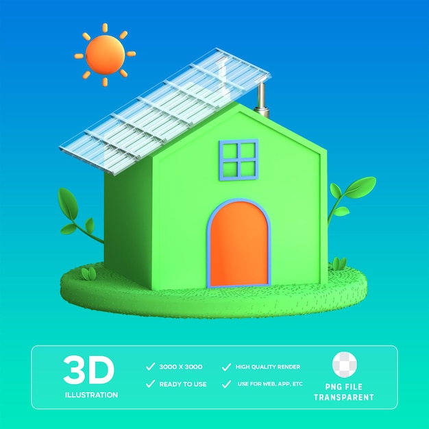 Illustrazione 3D dell'eco-casa PSD