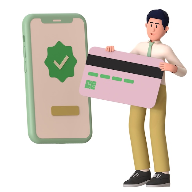 Illustrazione 3D dell'economia finanziaria dei pagamenti mobili