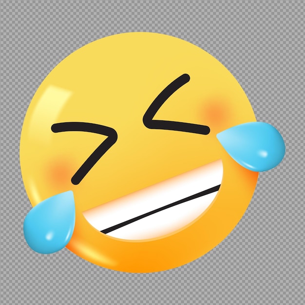 Illustrazione 3D dell'emoji della faccia che ride sullo sfondo trasparente