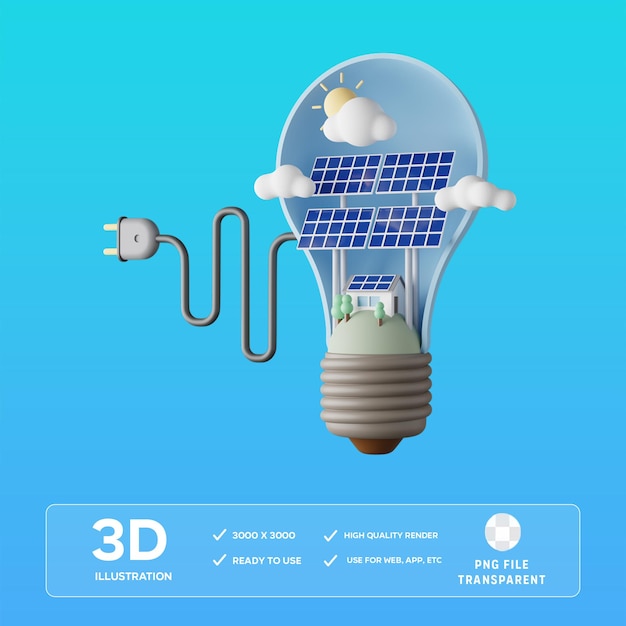 Illustrazione 3D dell'energia solare PSD