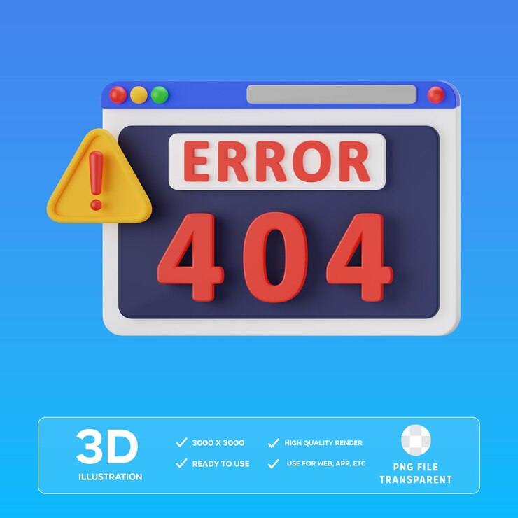 PSD illustrazione 3d dell'errore psd 404