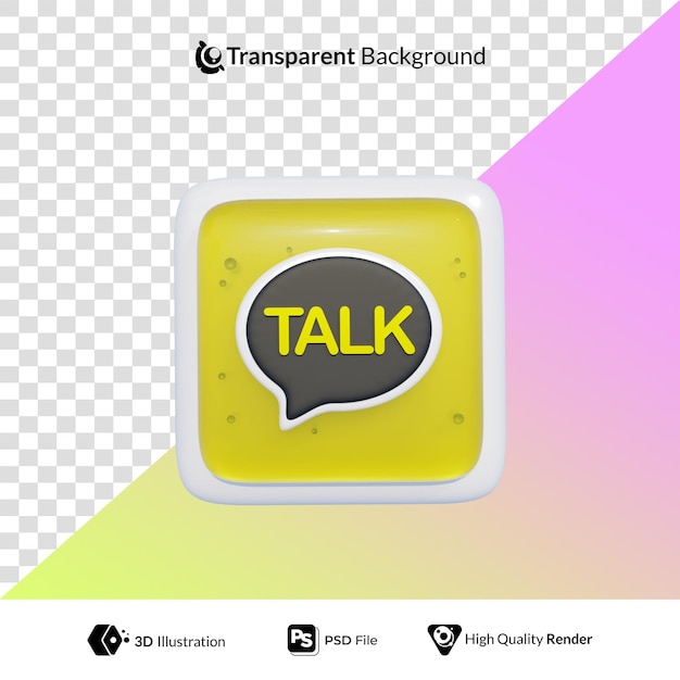 Illustrazione 3D dell'icona dei social media del logo Kakao Talk