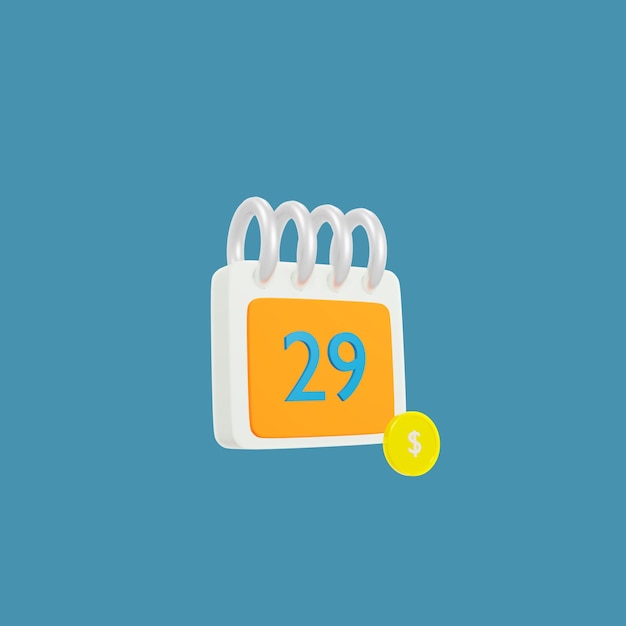 Illustrazione 3D dell'icona del calendario finanziario