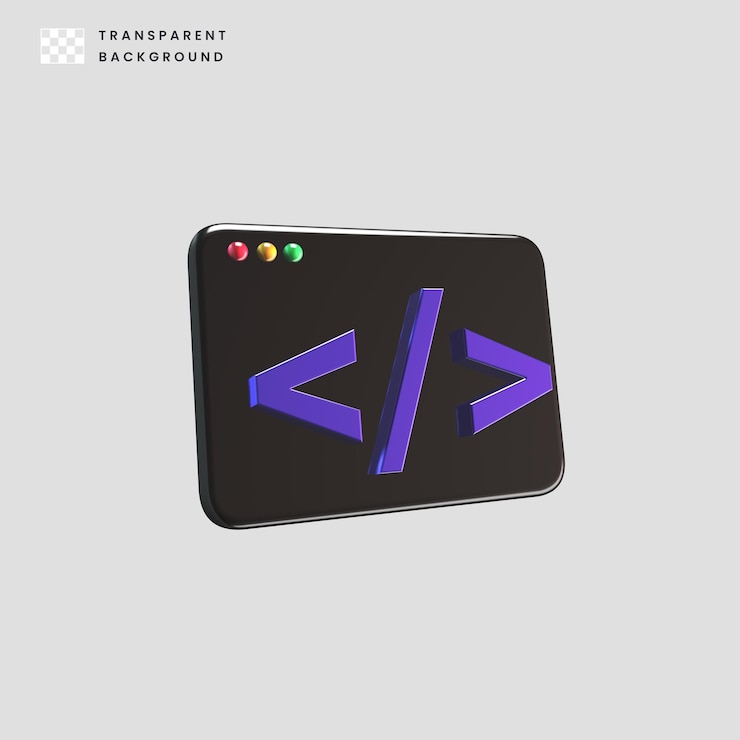 PSD illustrazione 3d dell'icona del codice per i programmatori