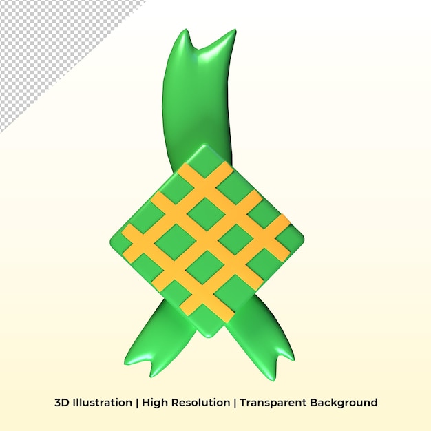 illustrazione 3d dell'icona del ketupat islamico