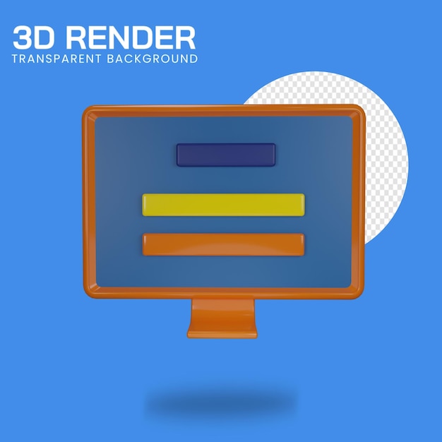 Illustrazione 3D dell'icona del monitor