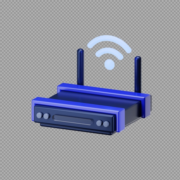 Illustrazione 3D dell'icona del router wifi