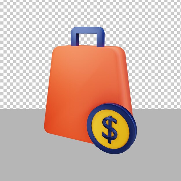 Illustrazione 3D dell'icona della borsa della spesa