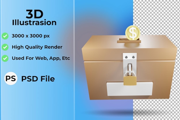 illustrazione 3d dell'icona della scatola di beneficenza