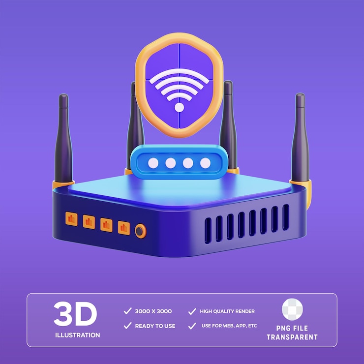 PSD illustrazione 3d dell'icona delle connessioni sicure psd