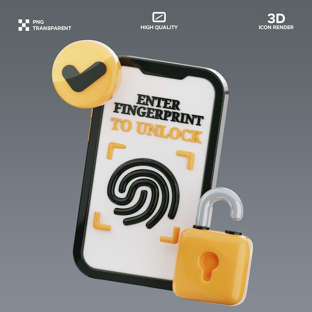 Illustrazione 3D dell'impronta digitale PSD