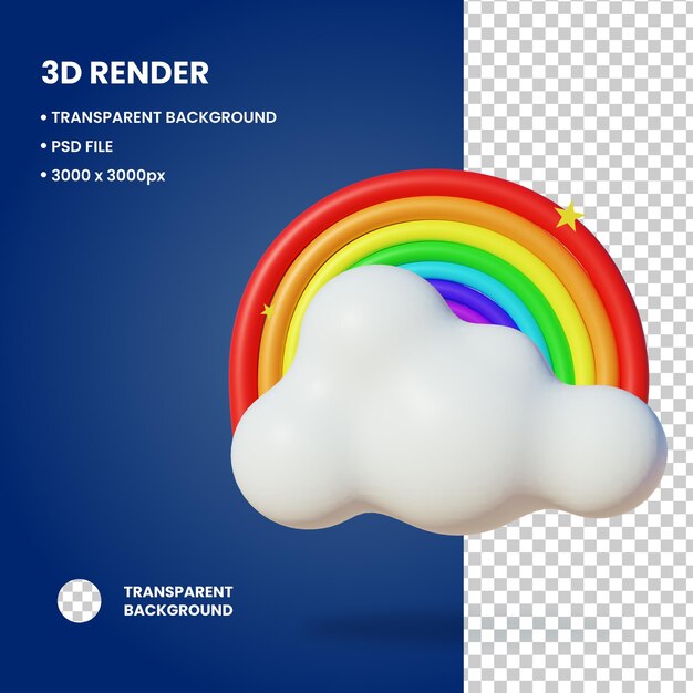 Illustrazione 3D dell'oggetto Cloud with Rainbow