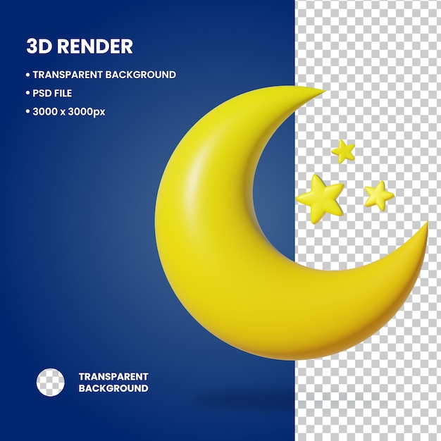 Illustrazione 3D dell'oggetto Crescent Star