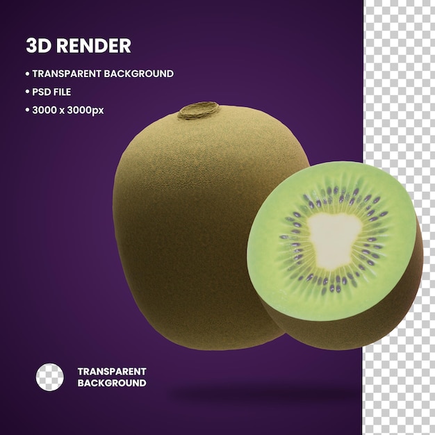 Illustrazione 3D dell'oggetto kiwi