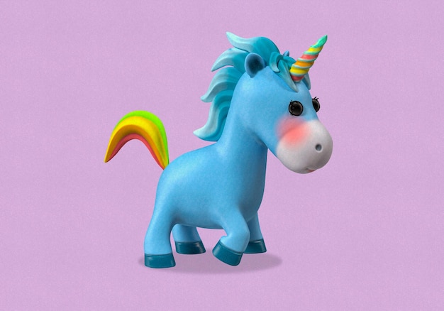 Illustrazione 3d dell'unicorno arcobaleno